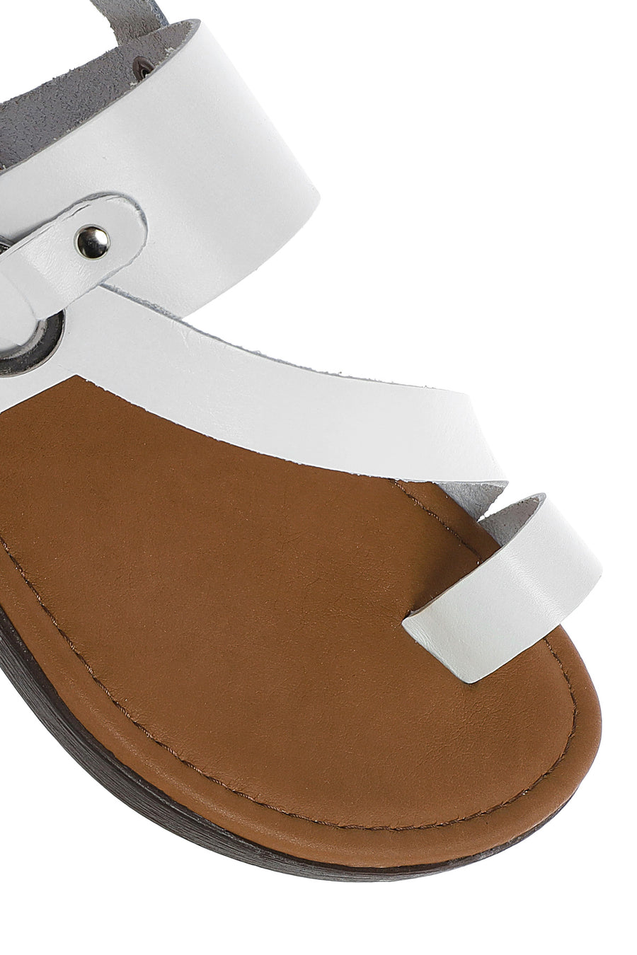 Women's White Flip-Flop Leather Bodrum Sandals