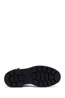 Woman Black Lace-Up Zip Closure Leather Combat Boots | Derimod