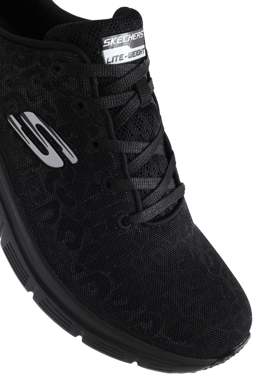 Skechers Women's Black Fashion Fit Lace-Up Thick Sole Fabric Sneakers