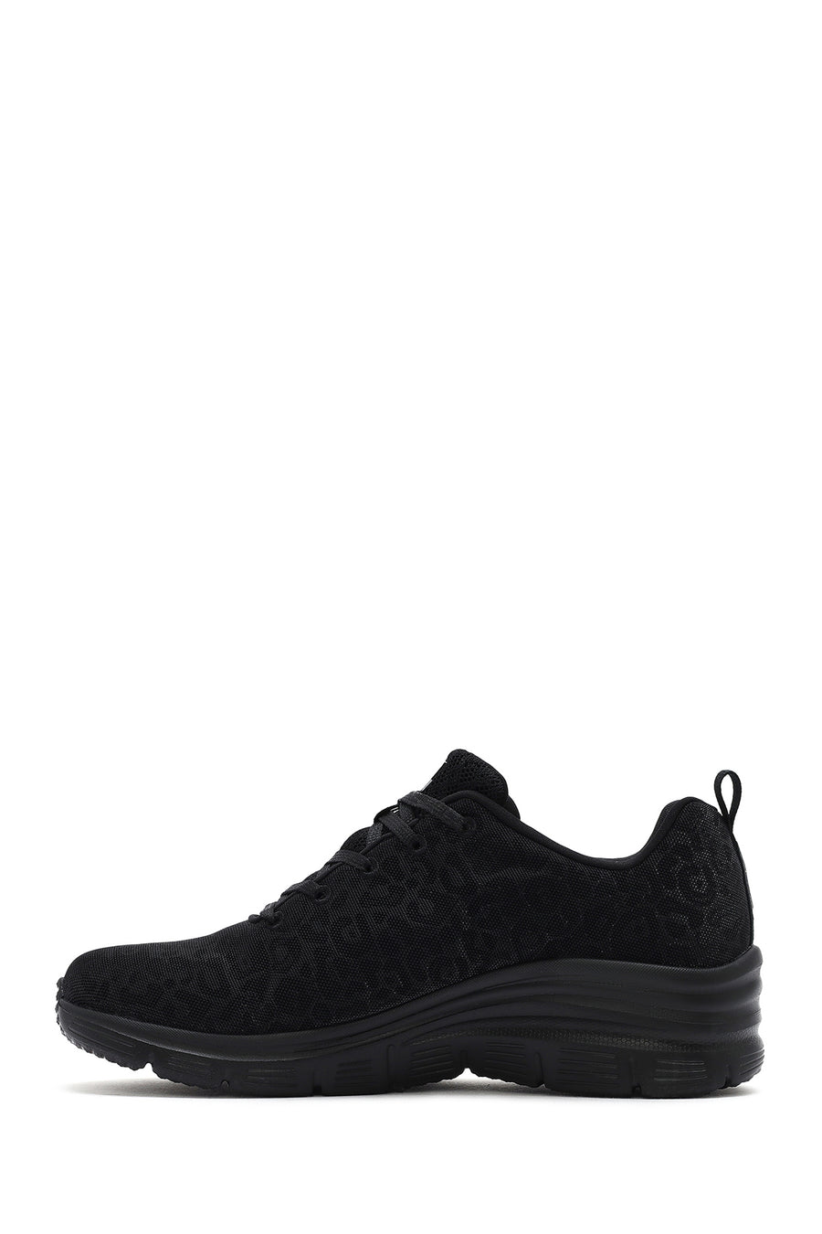 Skechers Women's Black Fashion Fit Lace-Up Thick Sole Fabric Sneakers