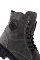 Men's Anthracite Zippered Suede Leather Casual Boots | Derimod