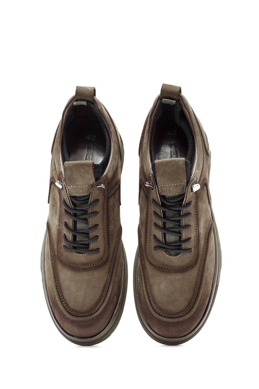 Men's Khaki Lace-Up Suede Leather Casual Shoes