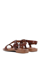 Women's Brown Leather Bodrum Sandals | Derimod