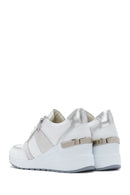 Kadın Beyaz Dolgu Topuklu Yandan Fermuarlı Deri Sneaker | Derimod