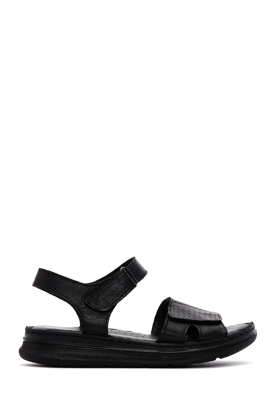Women's Black Ankle Strap Leather Comfort Sandals 24SFD300118 | Derimod