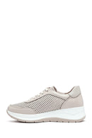 Women's Cream Lace-Up Thick-Sole Leather Sneakers | Derimod