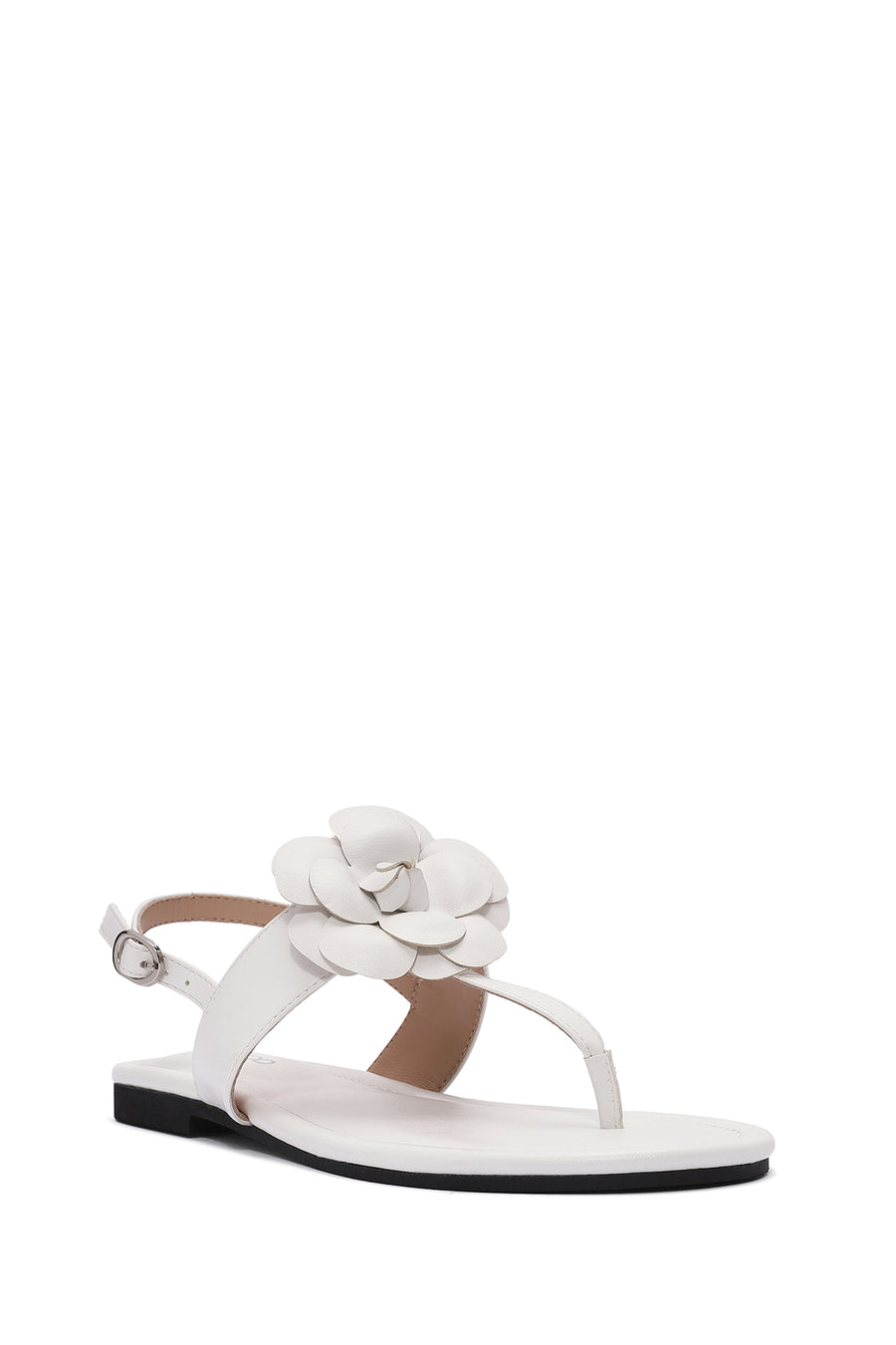 Women's Cream Flower Detailed Flip Flop Sandals