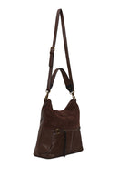 Woman Brown Long-Strap Suede Shoulder Bag | Derimod