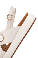 Women's Cream Ankle Strap Leather Sandals | Derimod