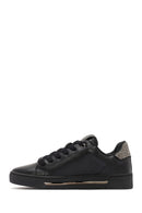 Women's Black Lace-Up Stone Detailed Leather Sneakers | Derimod