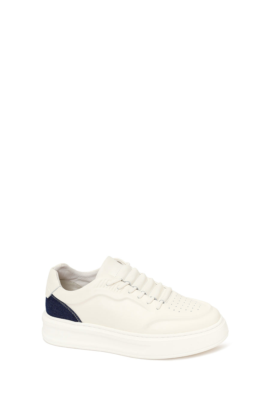 Male White Lace-Up Leather Sneaker