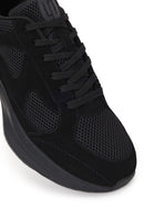 Erkek Siyah Bağcıklı Kalın Tabanlı Kumaş Sneaker | Derimod