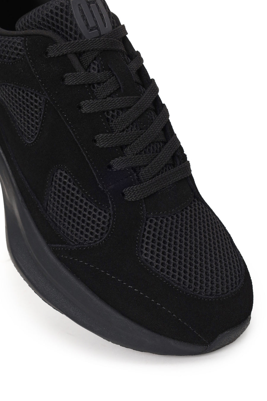 Erkek Siyah Bağcıklı Kalın Tabanlı Kumaş Sneaker