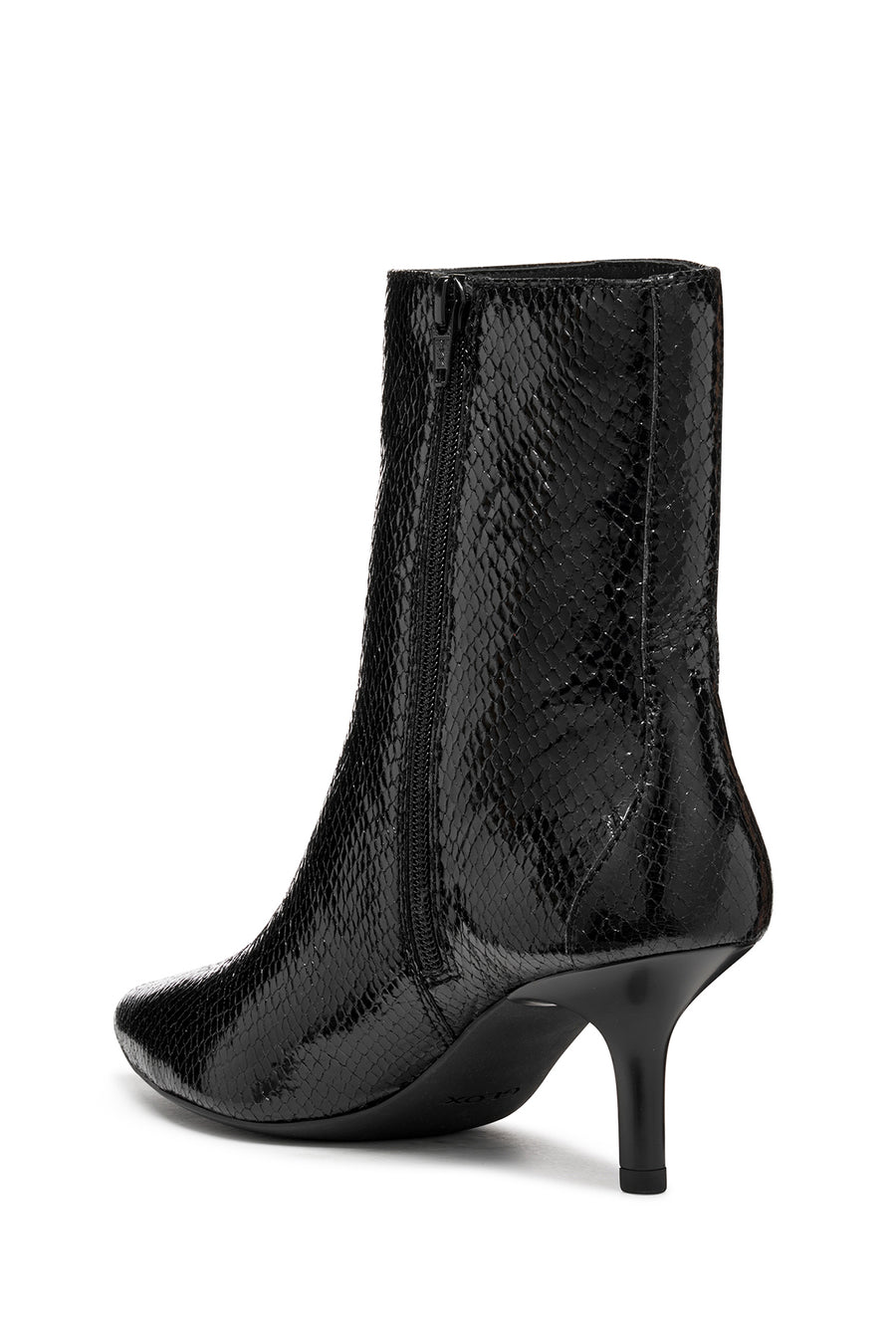 Geox Women Black D Kleopy B - Metal.Goat Zippered Patterned Thin Heeled Leather Boot