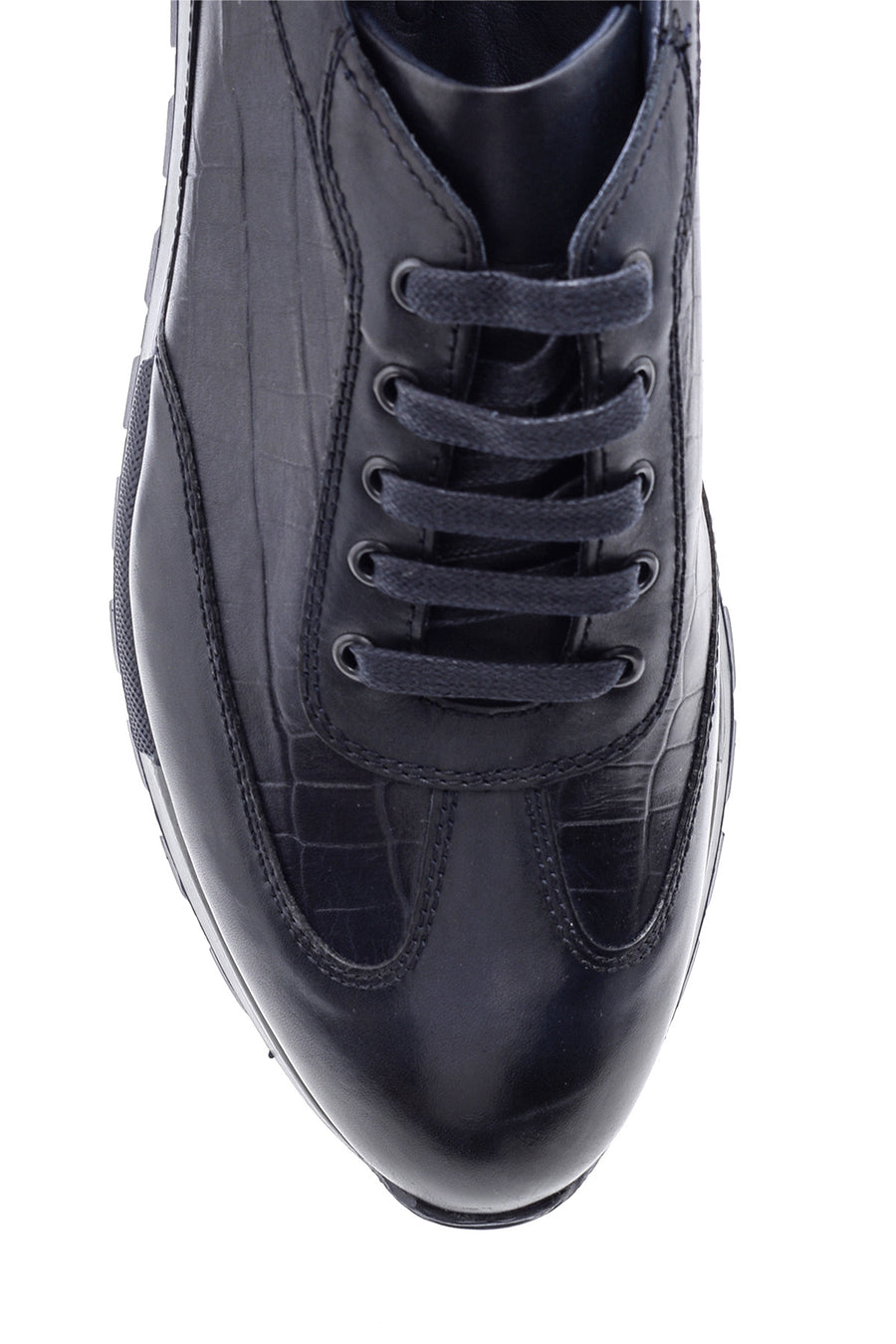 Erkek Kroko Detaylı Deri Sneaker