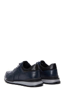 Men's Navy Blue Leather Sneaker | Derimod