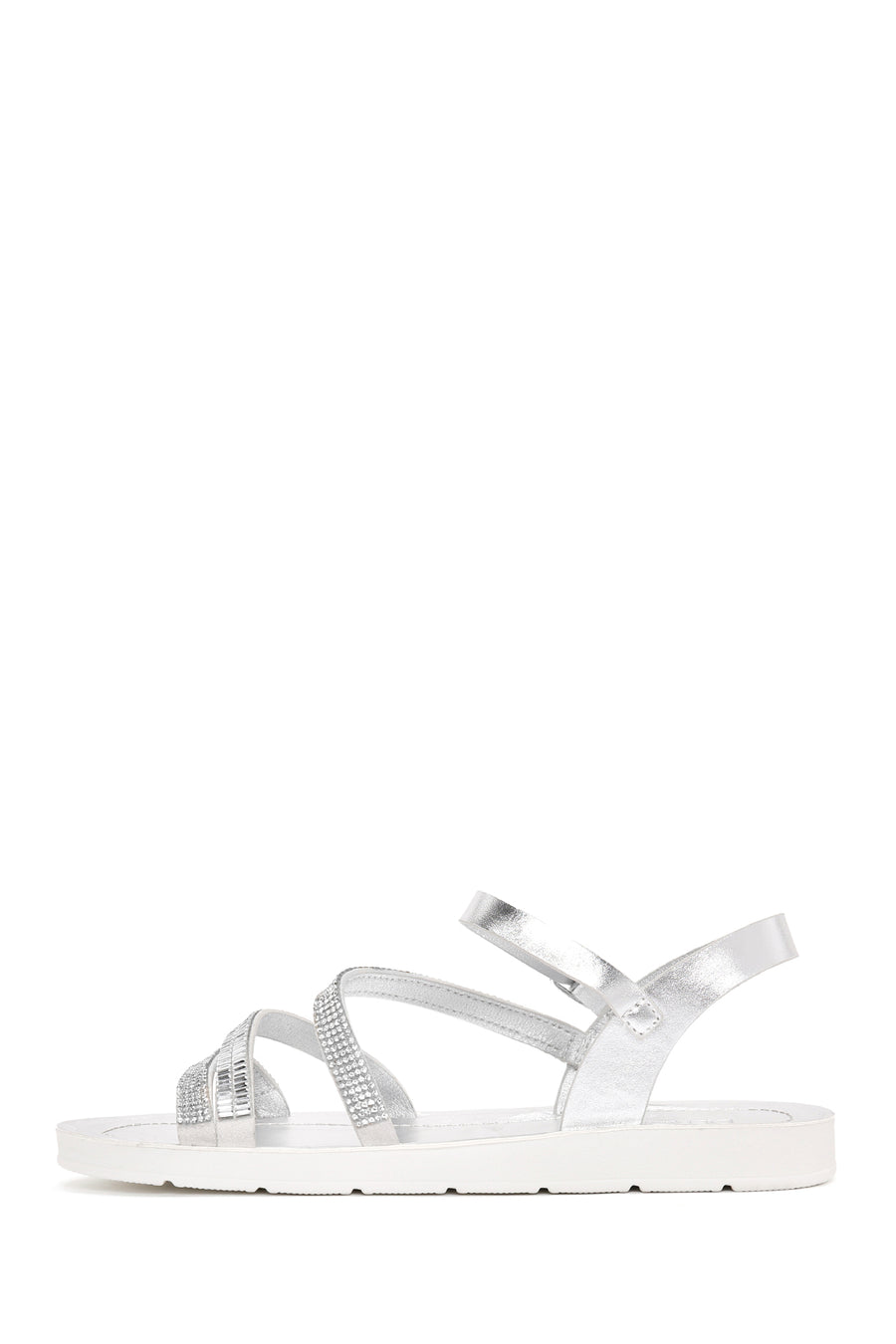 Women's Silver Ankle Strap Sandals