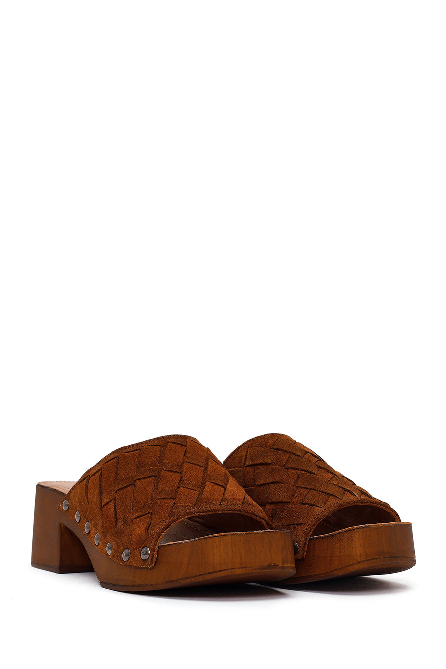 Woman Taba Short Thick-Heeled Suede Slipper