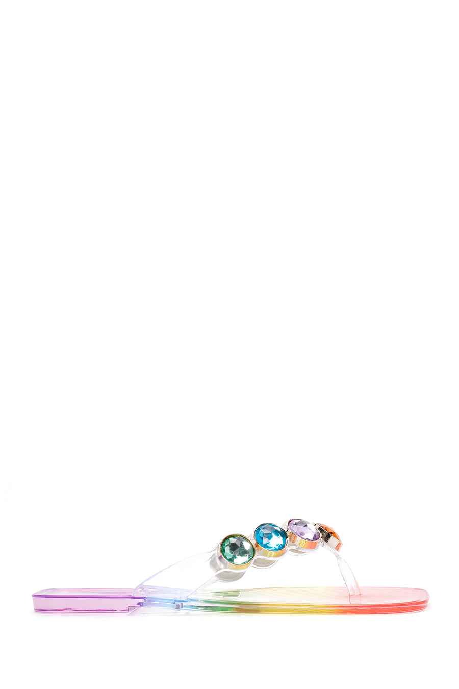 Women's Multicolored Stone Jelly Flip Flops