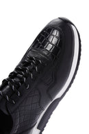 Erkek Siyah Kroko Deri Kalın Tabanlı Sneaker | Derimod