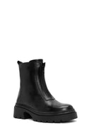 Women's Black Double Zipper Leather Boots | Derimod