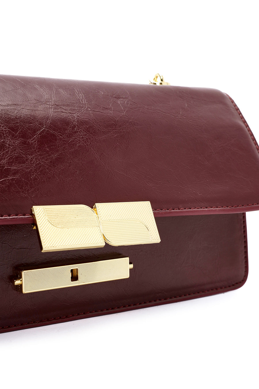 Women's Burgundy Chain Strap Shoulder Bag