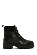 Women's Black Zippered Leather Boots | Derimod