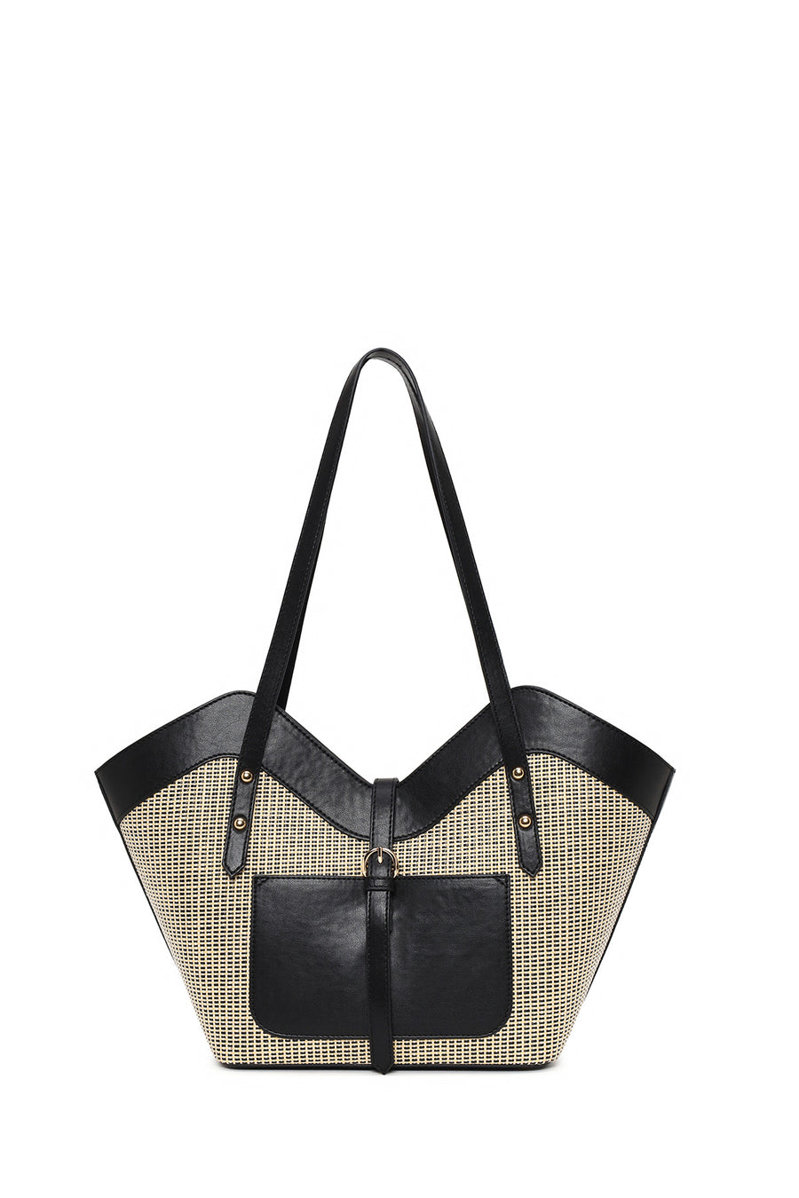 Woman Beige Wicker Shoulder Bag