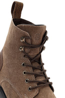 Men's Mink Zipper Lace-Up Suede Leather Casual Boots | Derimod