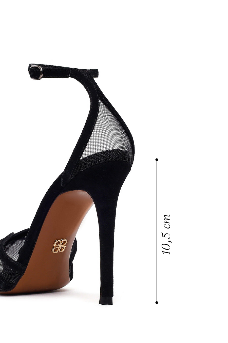Woman Black Ankle-Buckle High Thin-Heeled Leather Sandal
