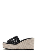 Women's Black Wedge Heeled Slippers | Derimod