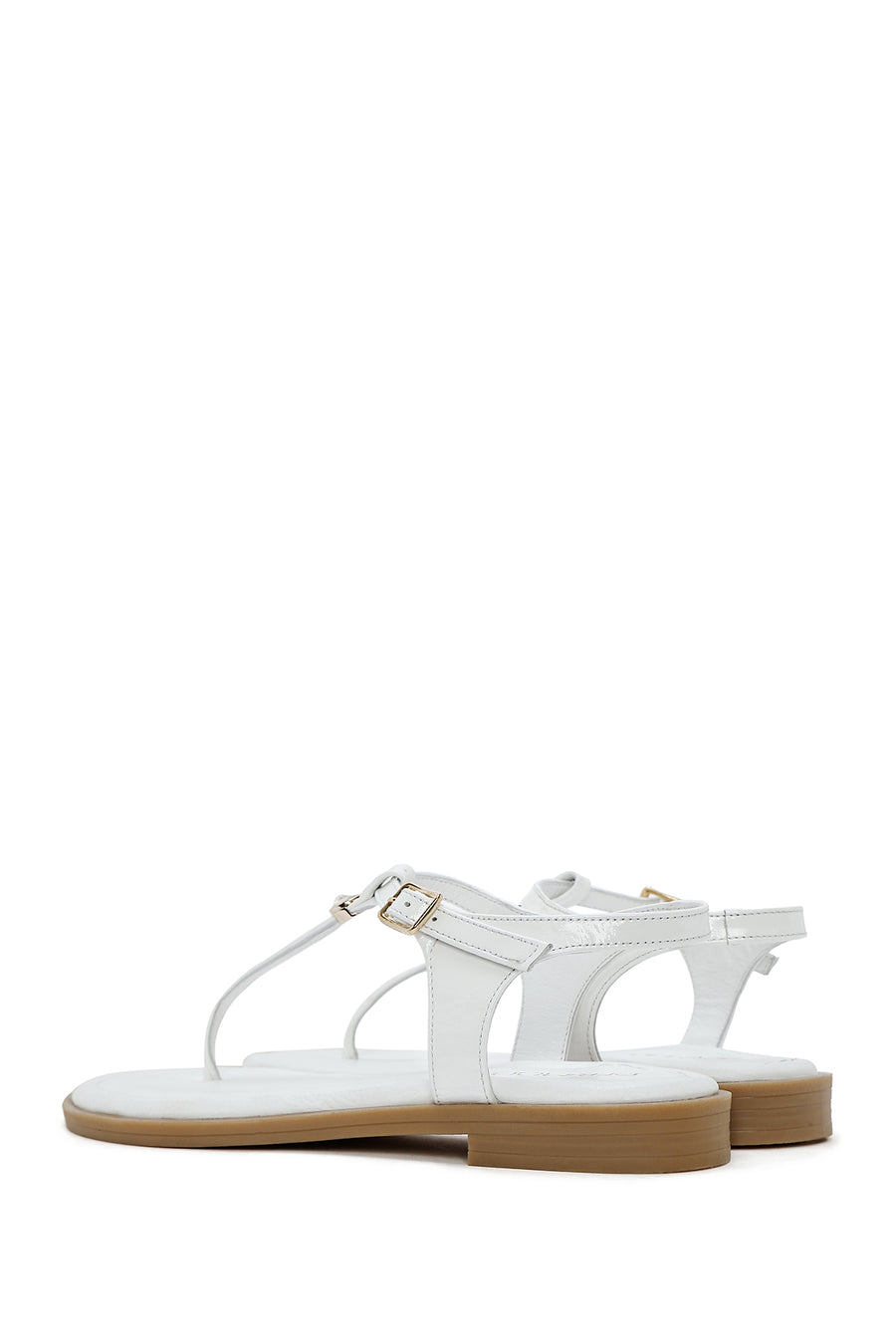 Women's White Flip-Flop Patent Leather Sandals