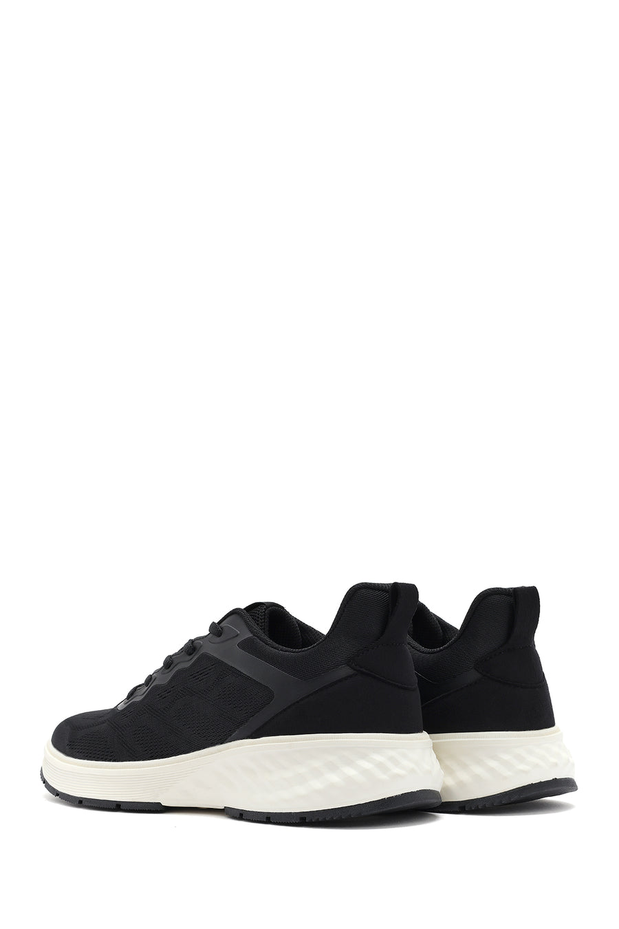 Men's Black Lace-Up Thick Sole Sneaker