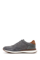 Men's Gray Suede Leather Printed Sneaker | Derimod