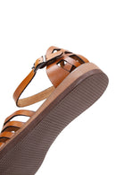 Women's Tan Ankle Strap Leather Bodrum Sandals | Derimod