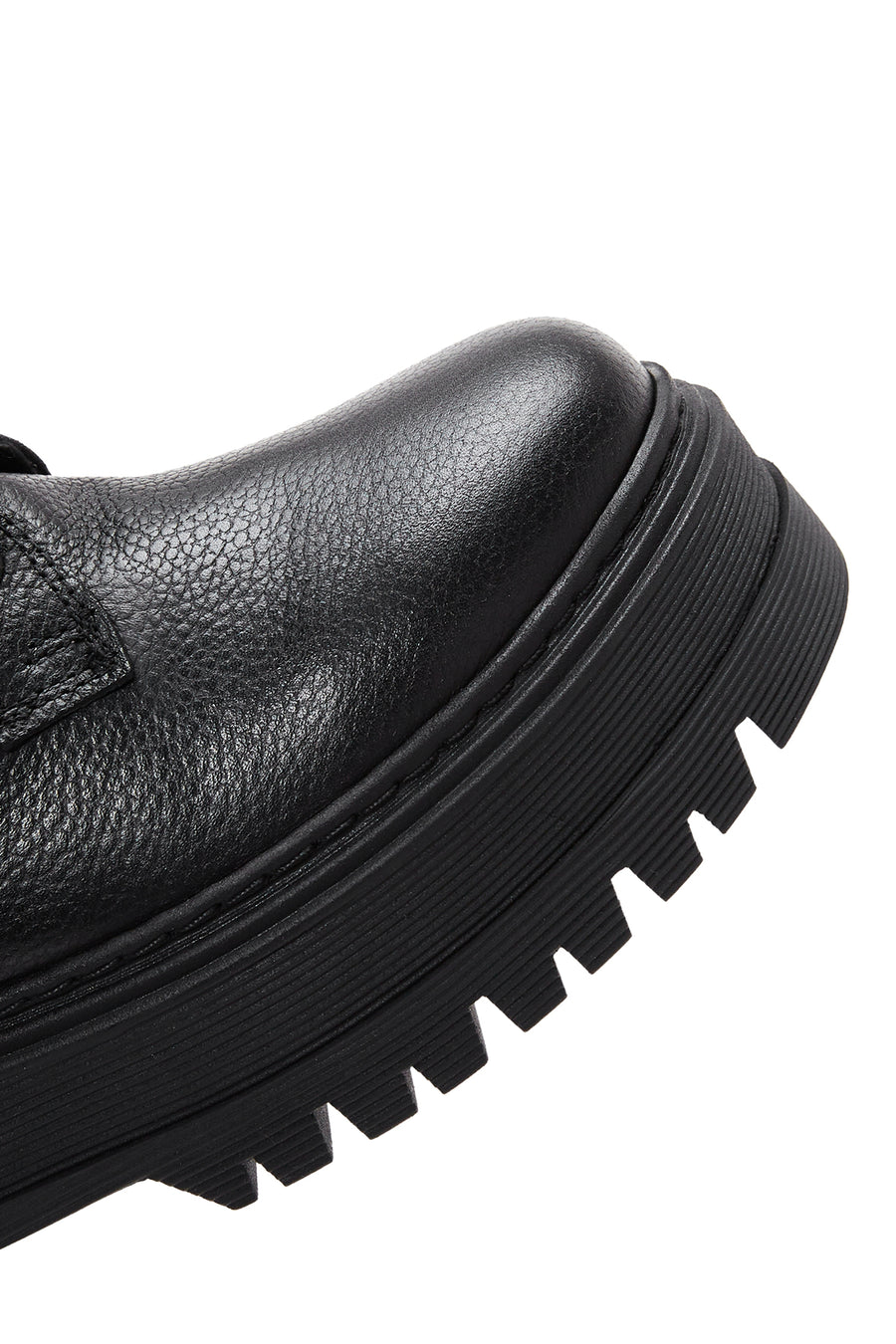 Women's Black Leather Thick Soled Boots