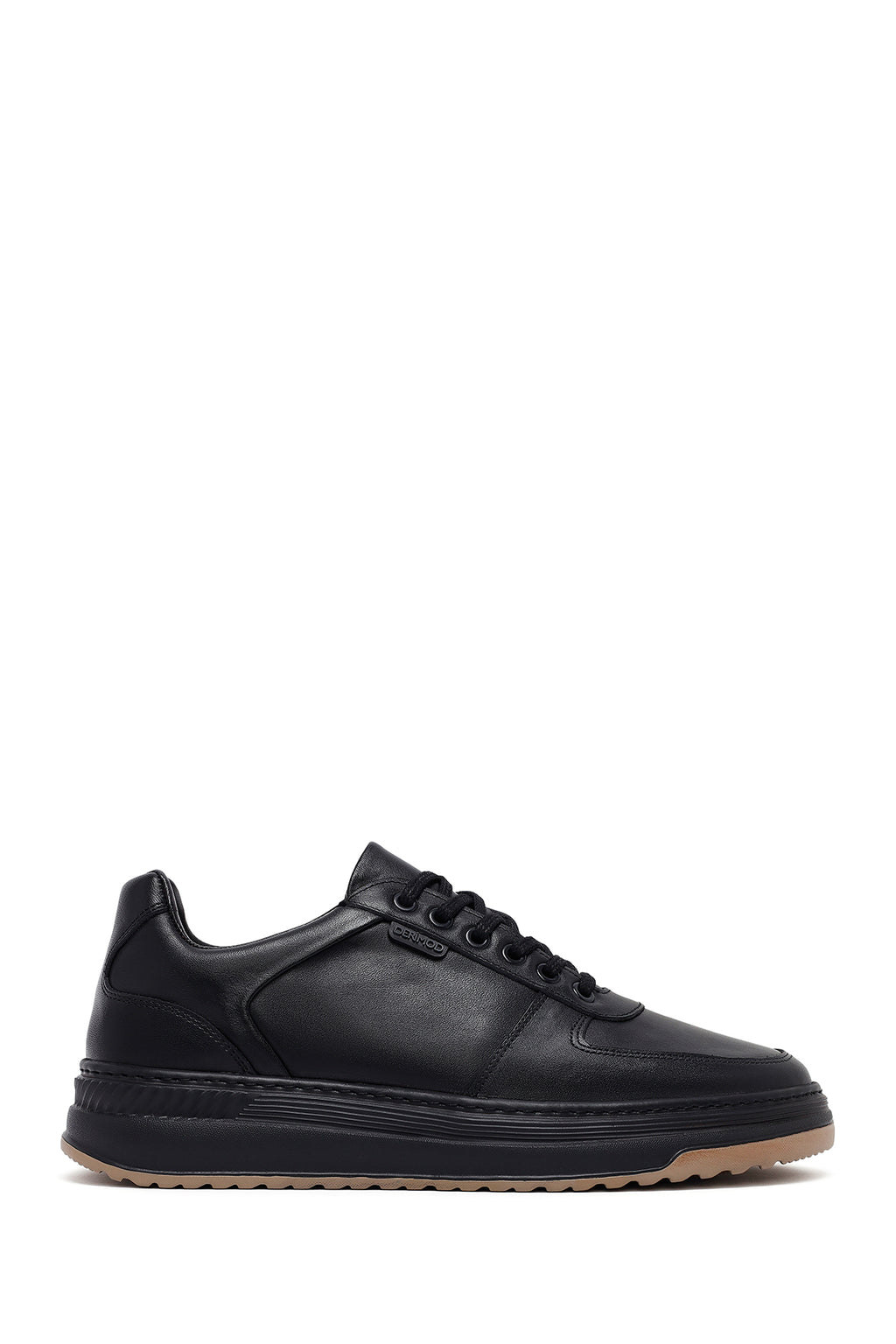 Erkek Siyah Bağcıklı Kalın Tabanlı Deri Sneaker