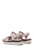 Women's Beige Leather Comfort Sandals | Derimod