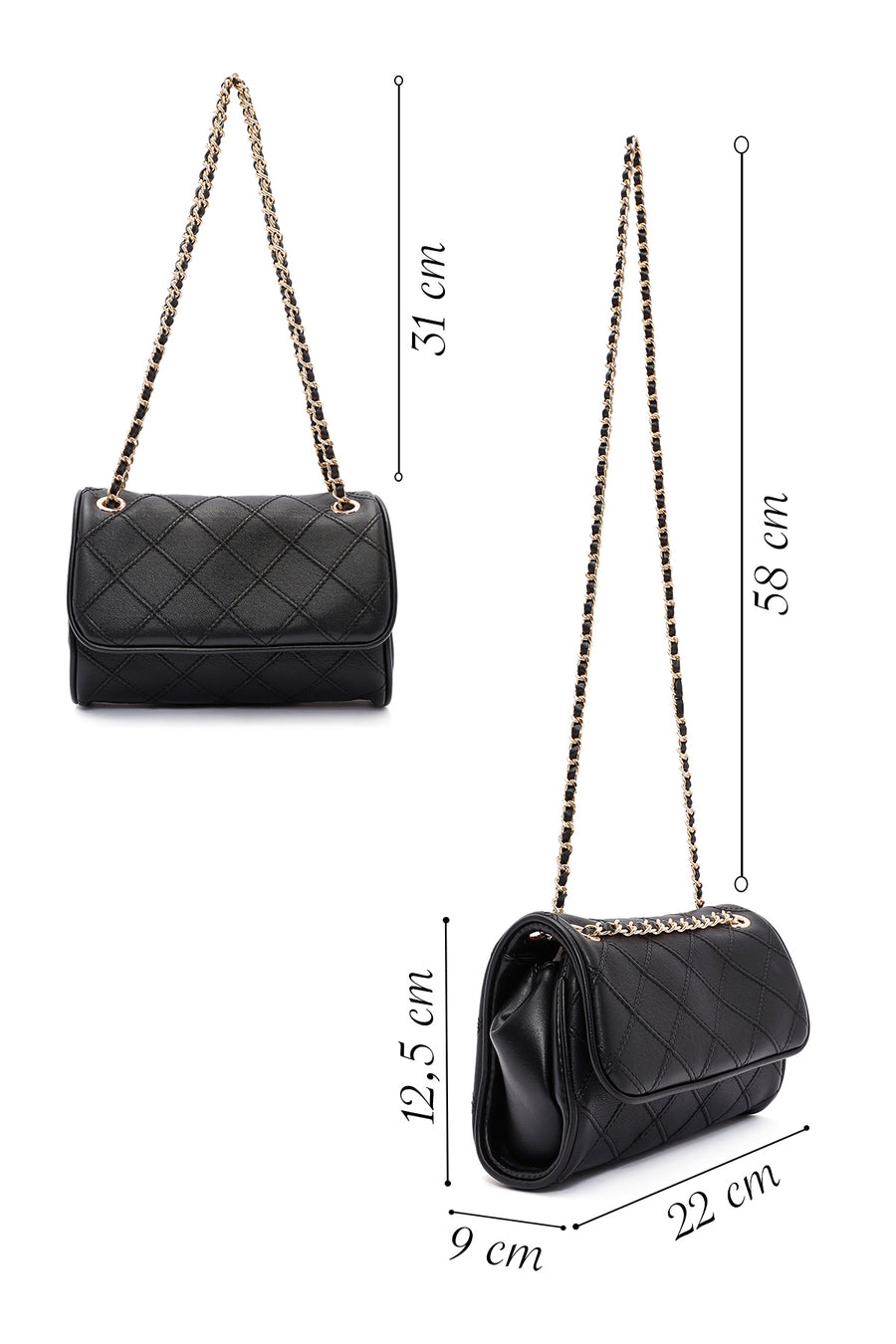 Women's Black Long Strap Printed Shoulder Bag