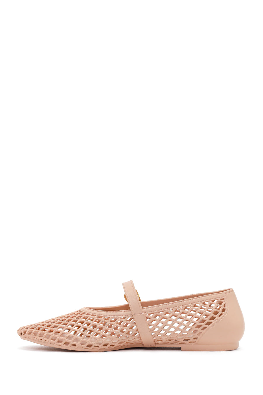 Women's Beige Buckled Jelly Ballerinas