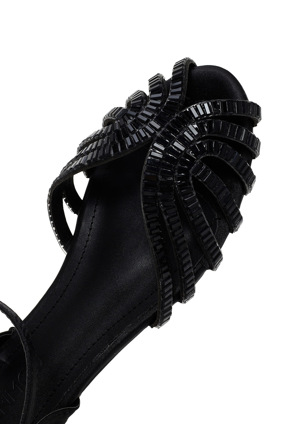 Women's Black Ankle Strap Stone Sandals