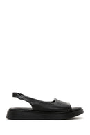 Women's Black Leather Comfort Sandals | Derimod