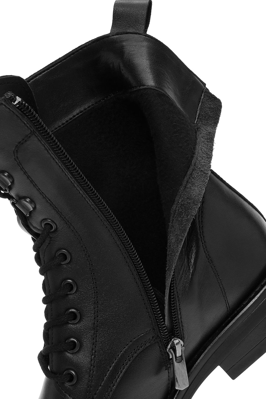Women's Black Zippered Leather Boots