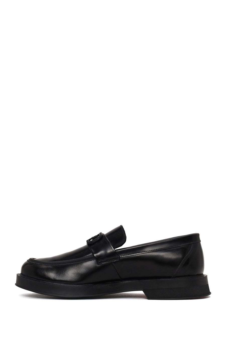 Male Black Buckled Leather Casual Loafer