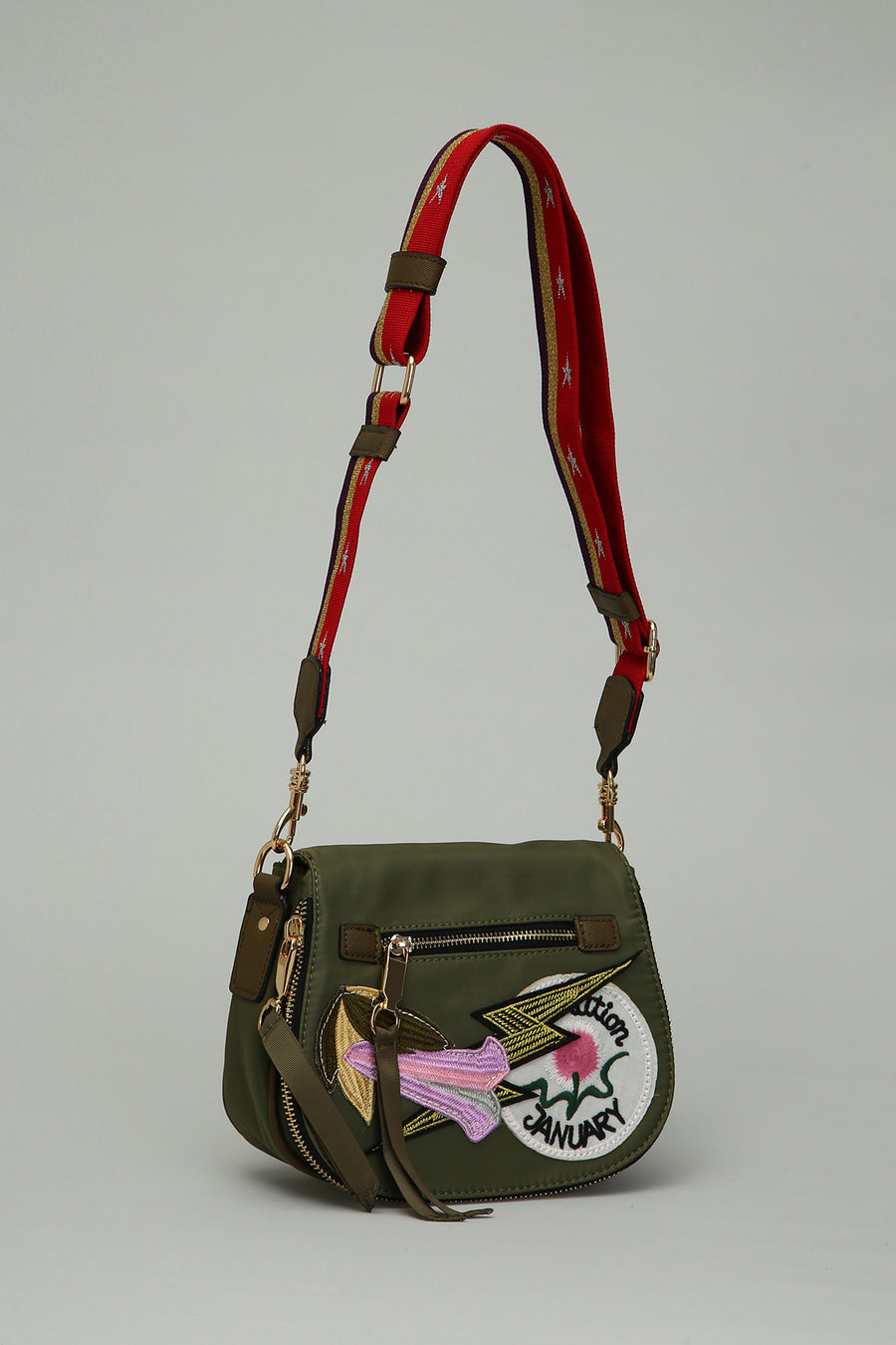 Green Fabric Women's Crossbody Bag