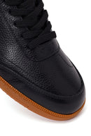 Erkek Siyah Bağcıklı Deri Sneaker | Derimod