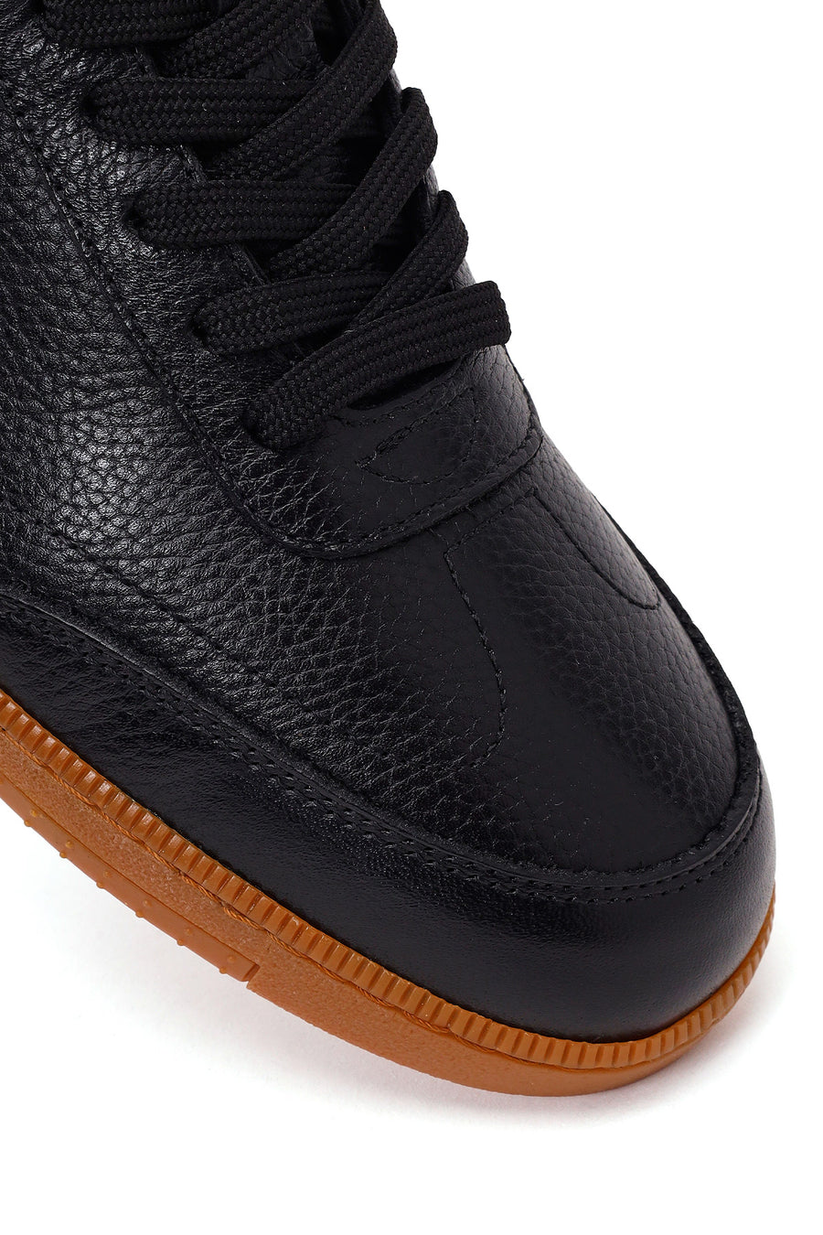 Erkek Siyah Bağcıklı Deri Sneaker