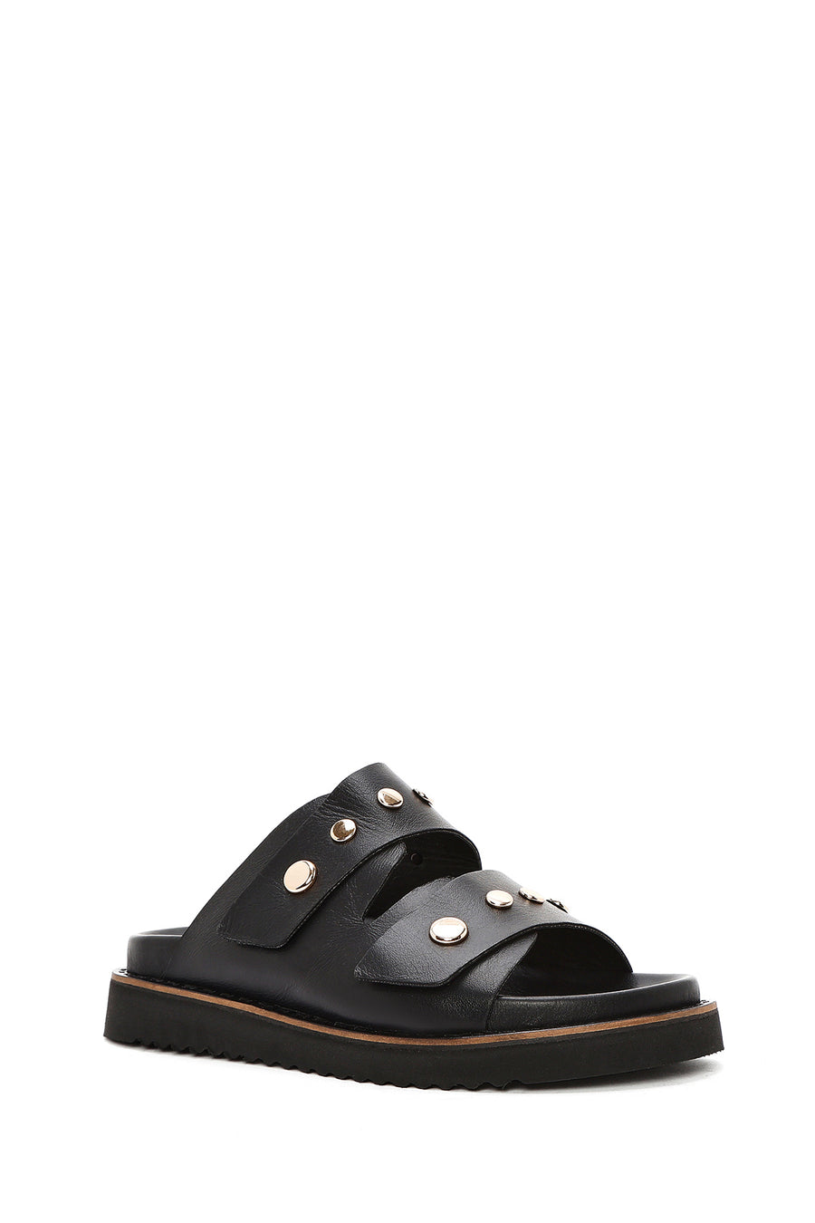Women's Black Metal Detailed Leather Slippers