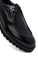Male Black Lace-Up Thick-Soled Leather Casual Shoes | Derimod