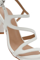 Women's White Back Tie Thin Heel Sandals | Derimod
